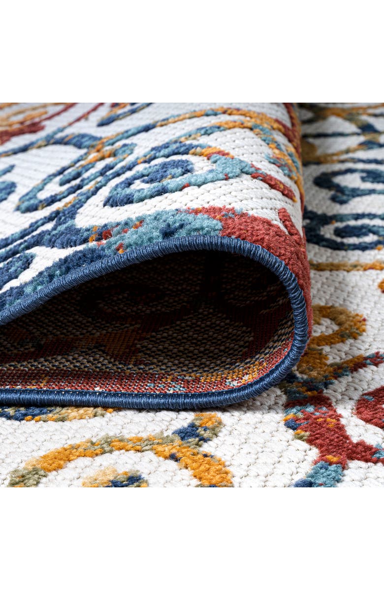 JONATHAN Y Atrani Scroll Trellis Indoor/Outdoor Area Rug, Alternate, color, Cream/Blue/Red