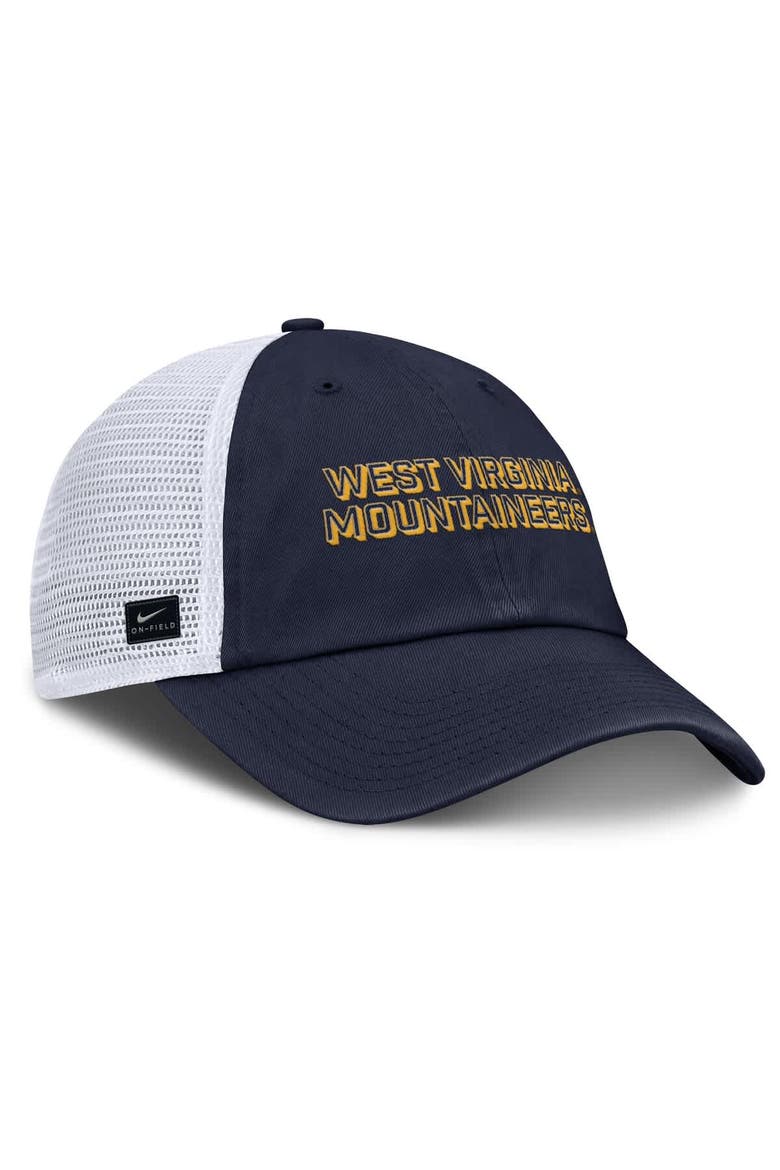 Men's Nike Navy West Virginia Mountaineers 2025 Gameday On-Field Club Adjustable Trucker Hat, Alternate, color, Navy