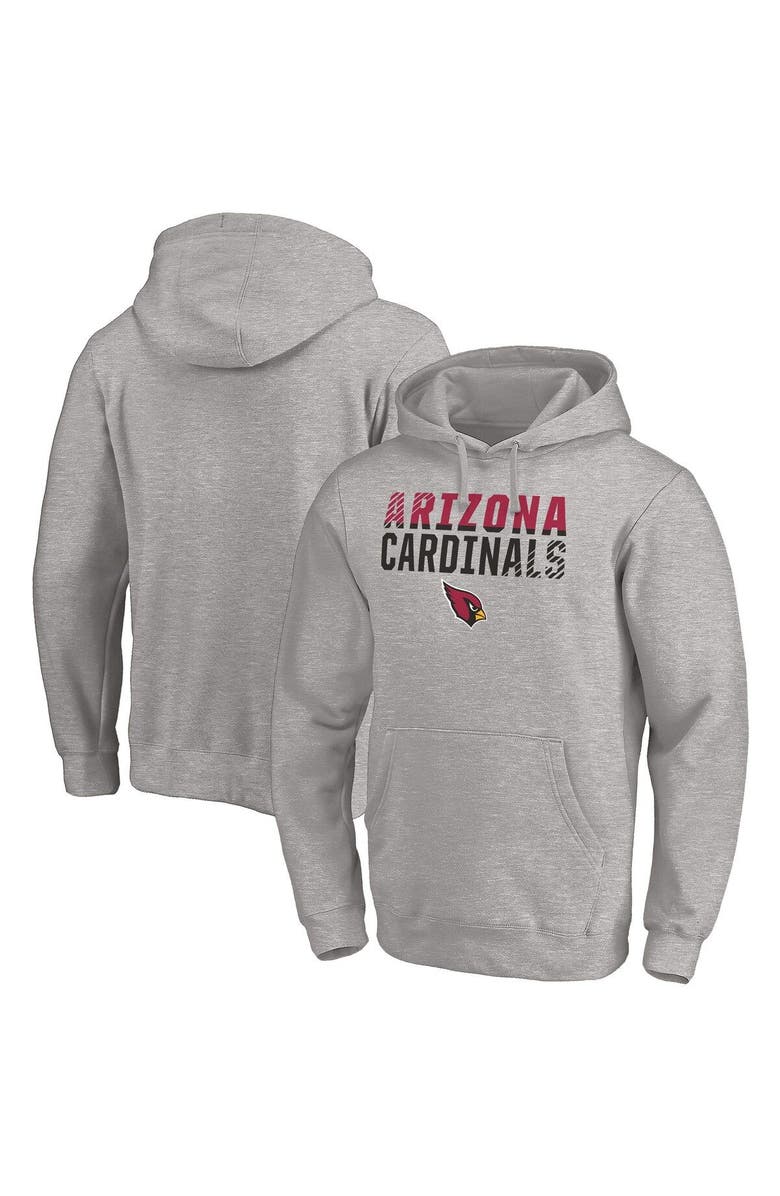 FANATICS Men's Fanatics Branded Heather Gray Arizona Cardinals Fade Out Fitted Pullover Hoodie, Alternate, color, Heather Gray