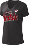 G-III 4HER BY CARL BANKS Women's G-III 4Her by Carl Banks Black Austin Cindric 1st Place V-Neck T-Shirt