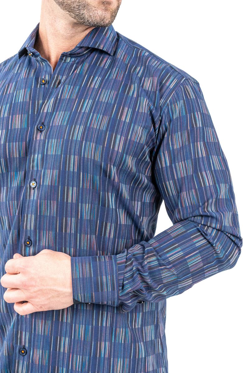 Maceoo Einstein Jacqcarter Blue Contemporary Fit Cotton Blend Button-Up Shirt, Alternate, color,