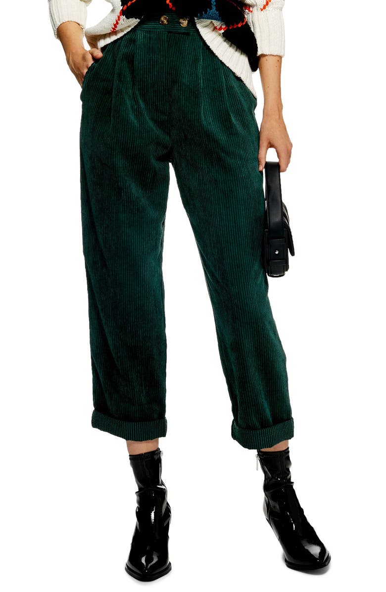 Topshop Corduroy Peg Trousers, Main, color,