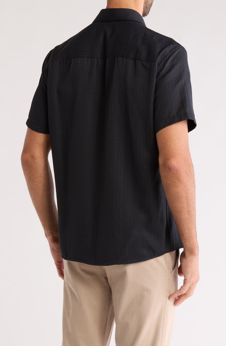 WESTZEROONE Baylor Cotton Short Sleeve Button-Up Shirt, Alternate, color, Black