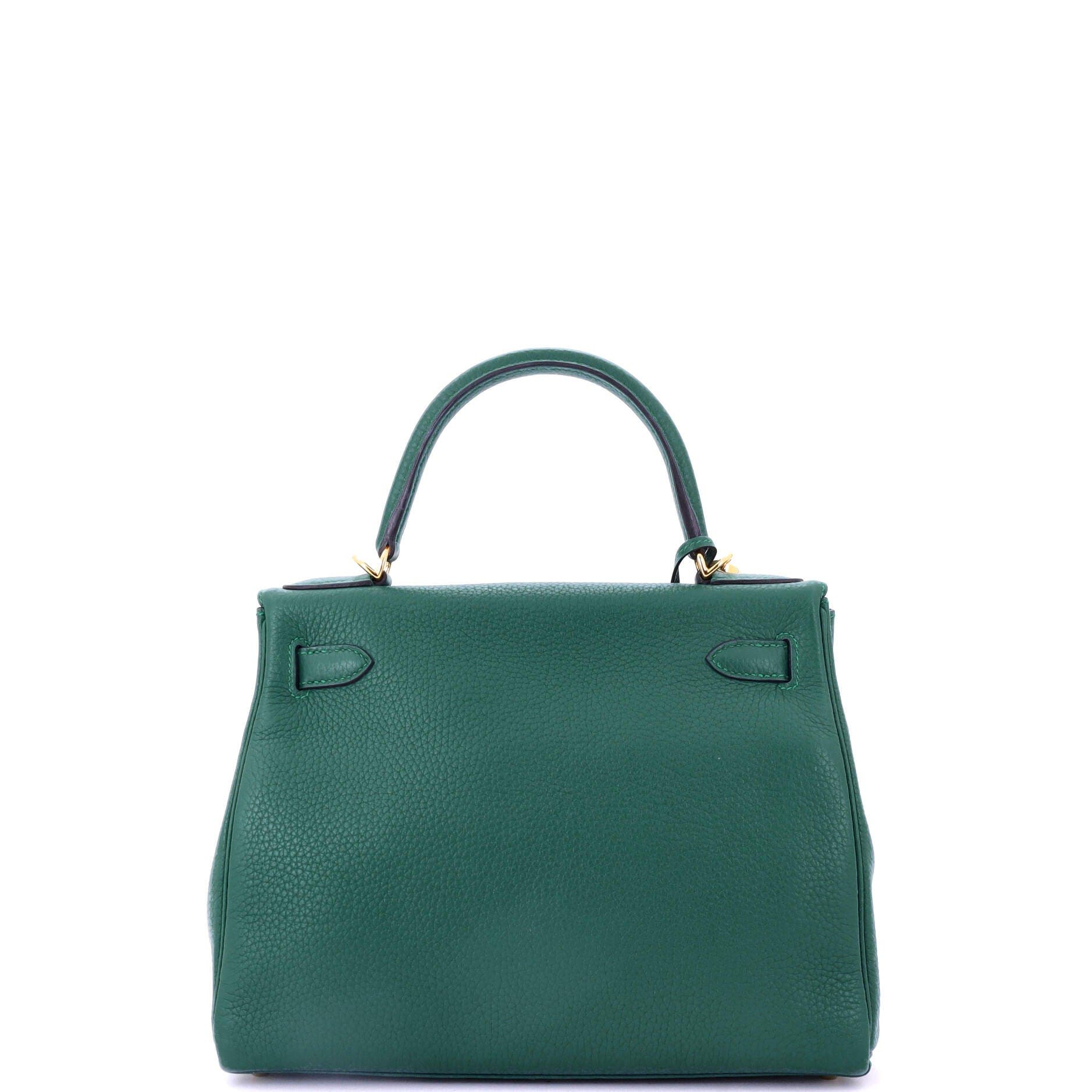 Pre-Owned Hermes Kelly Handbag Green Clemence with Gold Hardware 28, Alternate, color, Malachite