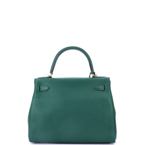 Pre-owned Hermes Hermes Kelly Handbag Green Clemence With Gold Hardware 28 In Green