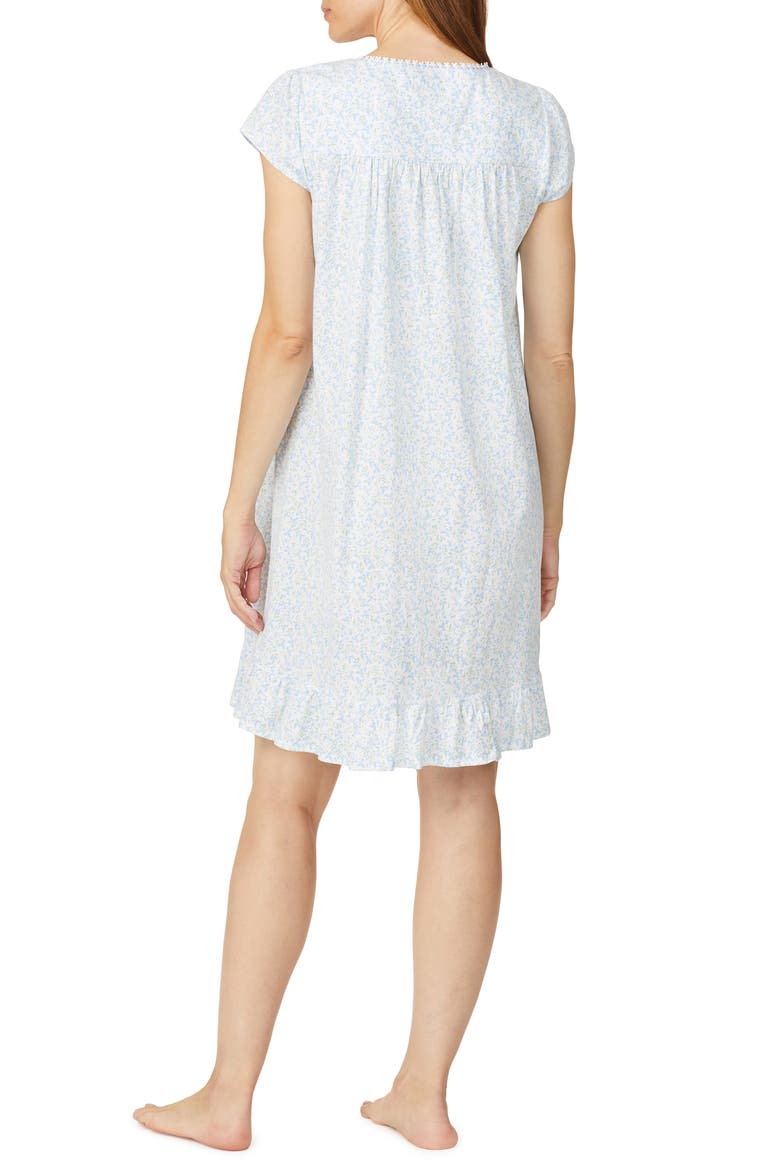 Short Cotton Jersey Nightgown, Alternate, color, WHITE / BLUE