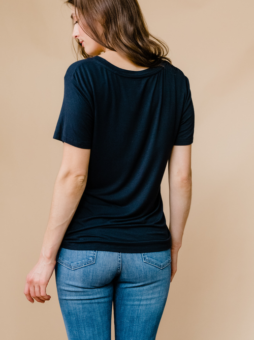 Able Mae Drapey Tee In Black