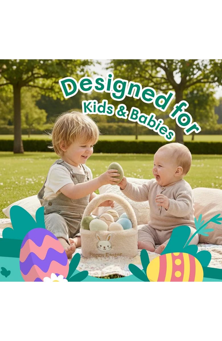 Sperric Easter Plush Egg Basket Toy Set with Bunny Design 11-Piece, Alternate, color,