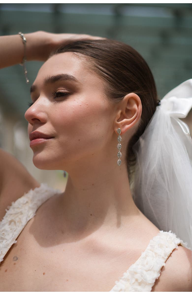 Classicharms Lucia Cascade Pavé Shell Drop Earrings, Alternate, color, Silver