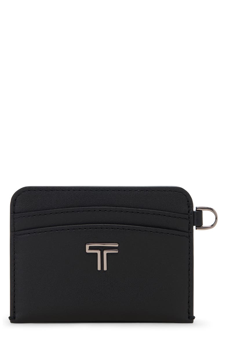 Belden Leather Card Case, Main, color, BLACK/ GUNMETAL