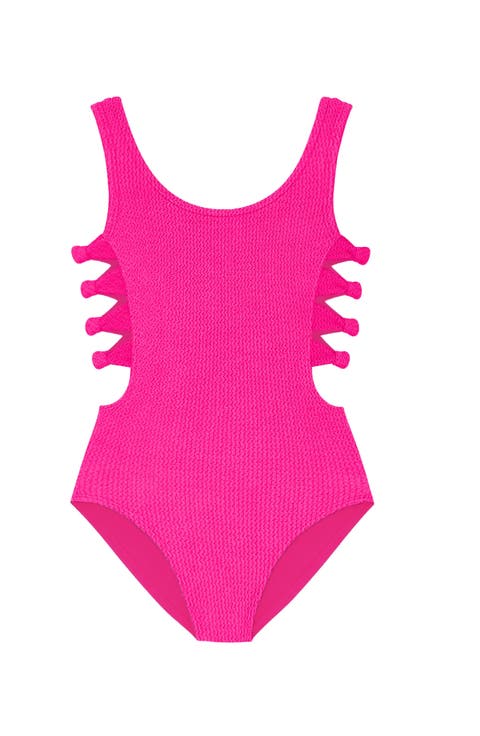 Crinkle Bow Side Cutout One Piece