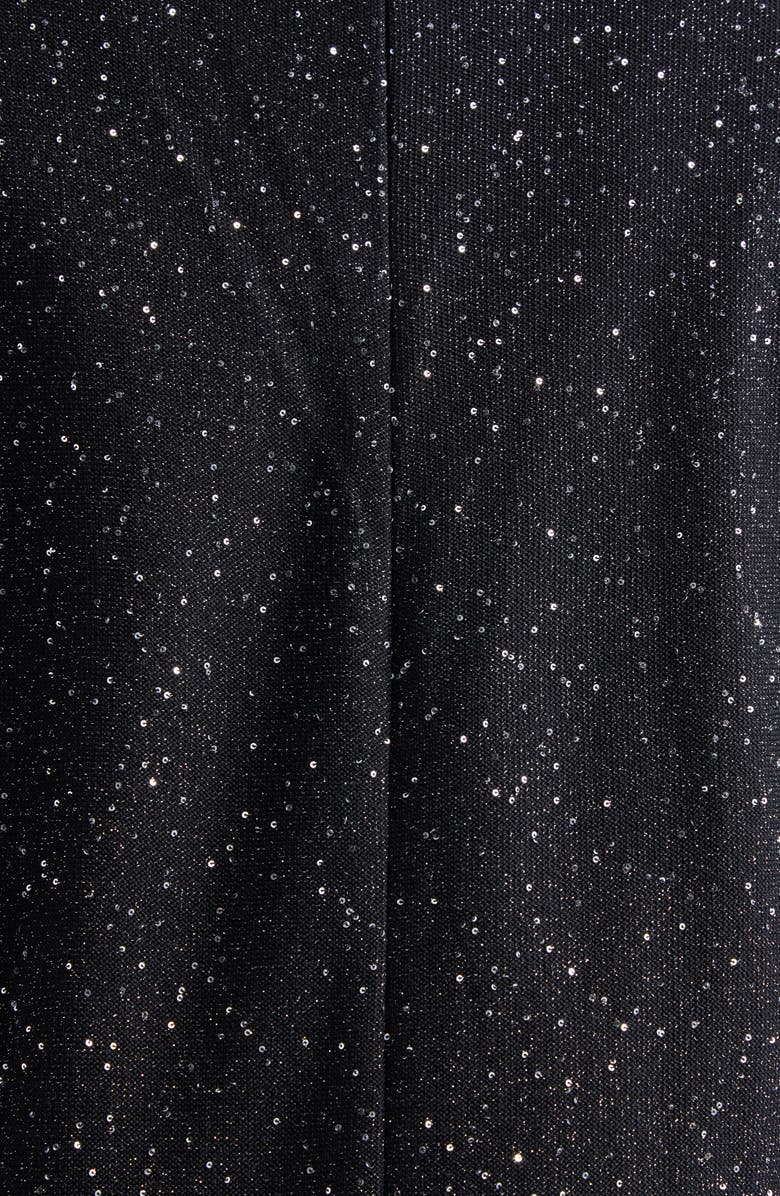 Oscar de la Renta Sequin Long Sleeve Metallic Knit Cocktail Dress, Alternate, color, Black