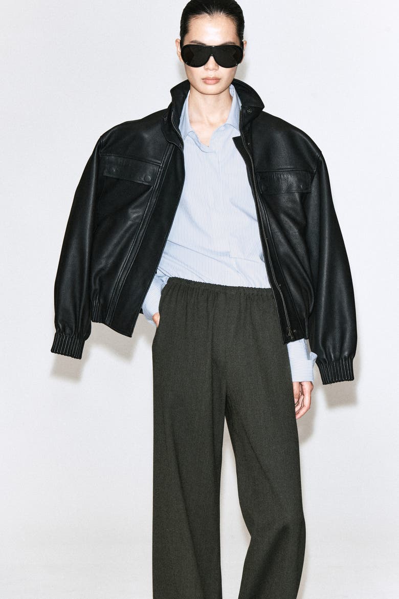 Wool-blend Wide-leg Pants, Alternate, color, DARK GRAY
