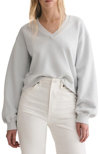 Agolde Balloon Sleeve Crop Cotton Sweatshirt In Blue