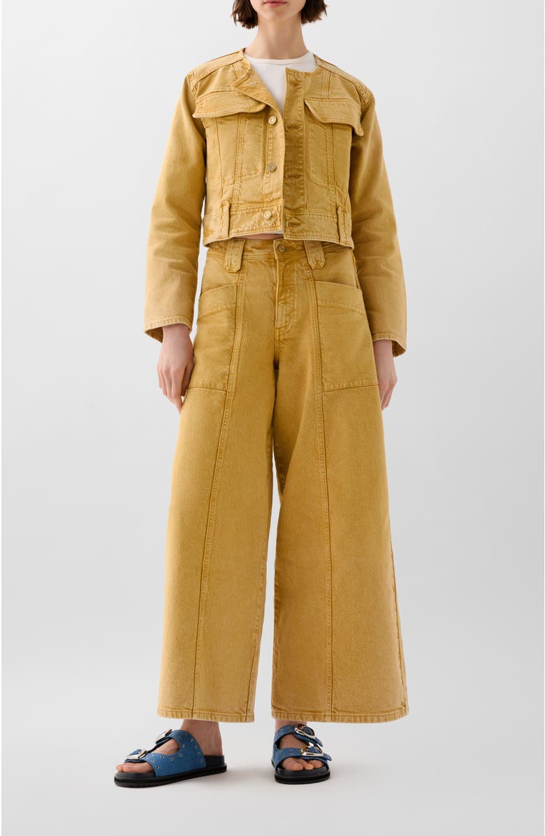 Scalpers Culotte Washed Denim Pant, Alternate, color, Mustard