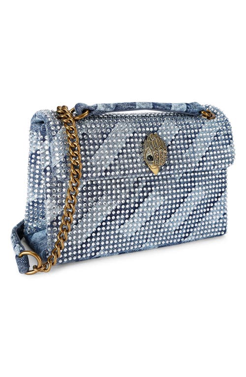 KURT GEIGER KURT GEIGER LONDON MEDIUM KENSINGTON CRYSTAL EMBELLISHED DENIM SHOULDER BAG