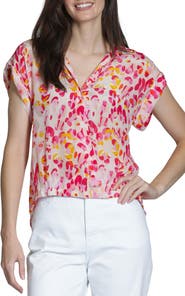 APNY Print Wrap Front Cotton High-Low Top