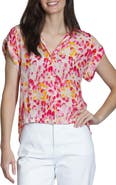APNY Print Wrap Front Cotton High-Low Top