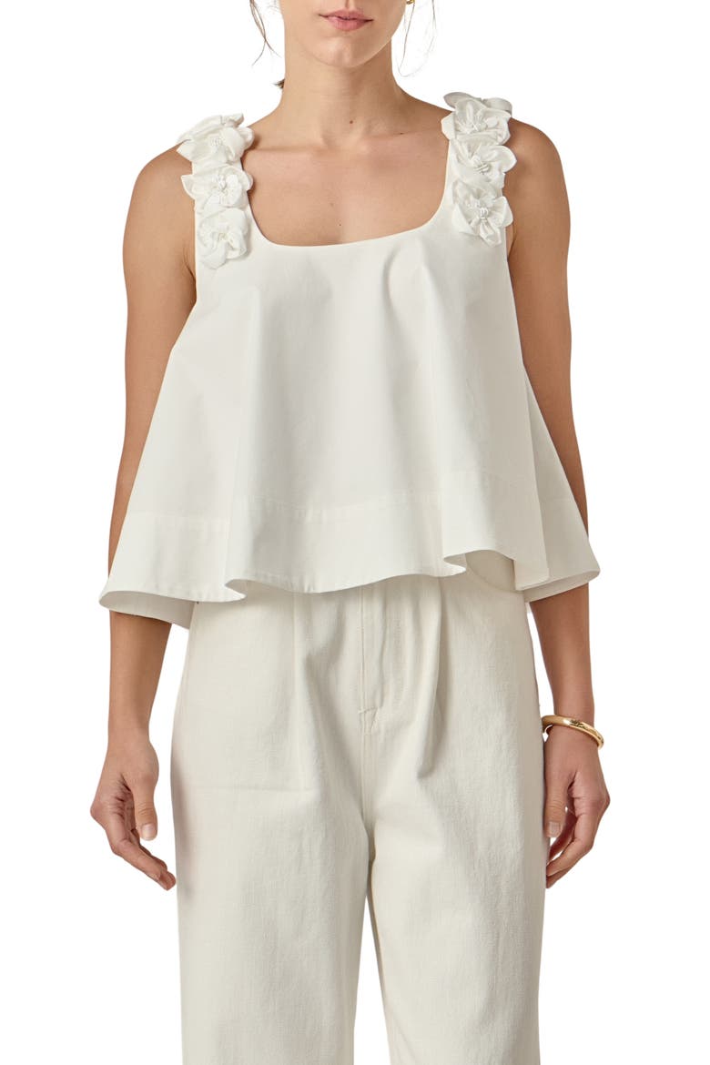 3D Flower Sleeveless Top, Main, color, WHITE