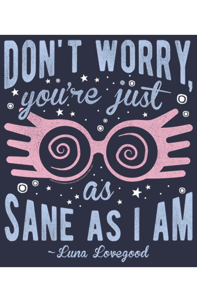 HARRY POTTER Women's Harry Potter Just As Sane As Luna Lovegood  Graphic T-Shirt, Alternate, color, Navy Blue