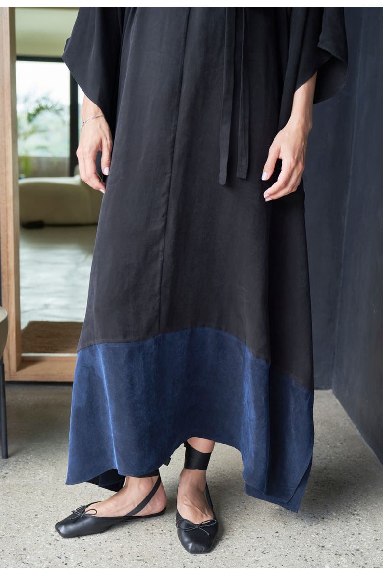 Belted Caftan, Alternate, color, Black & Navy