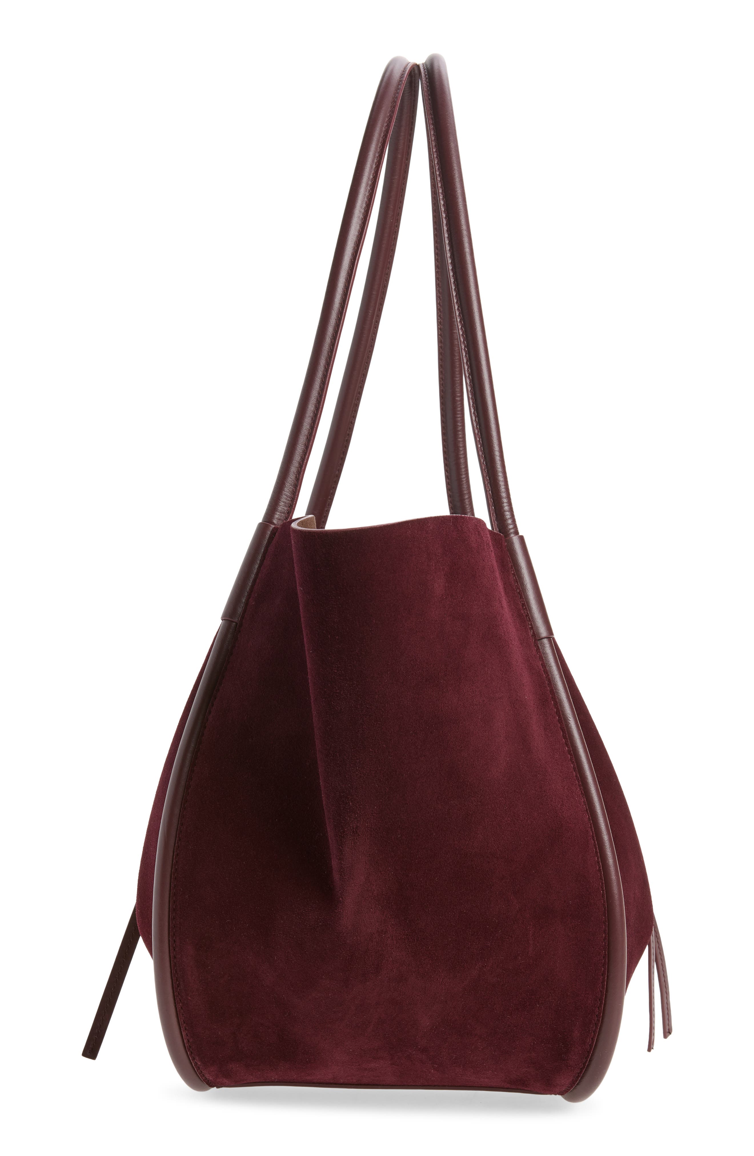 Large Ruched Leather Tote, Alternate, color, OXBLOOD