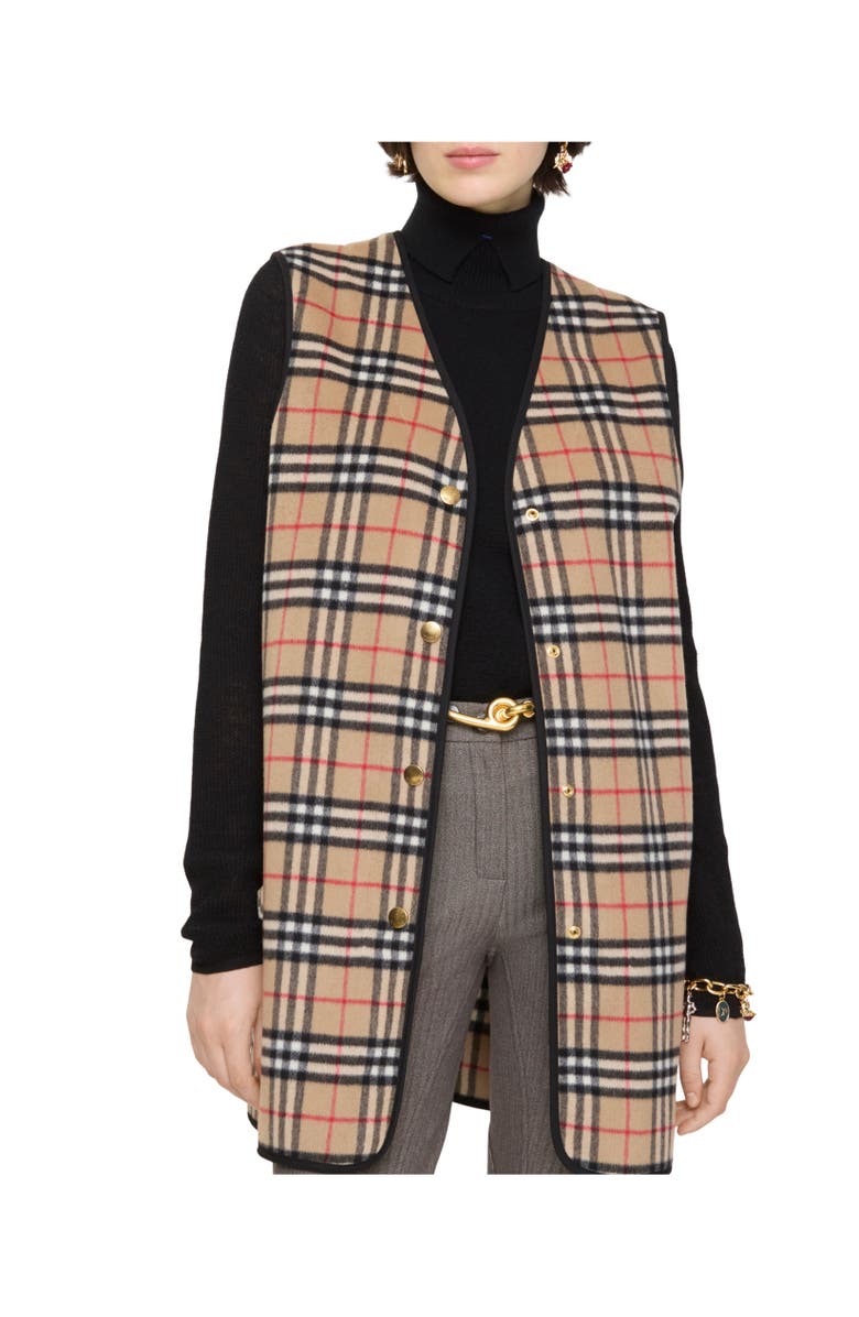 Burberry Check Wool Cashmere Warmer, Alternate, color, Archive Beige