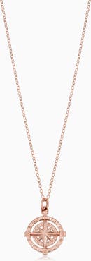 Oradina 14K Gold Compass Rose Pendant Necklace