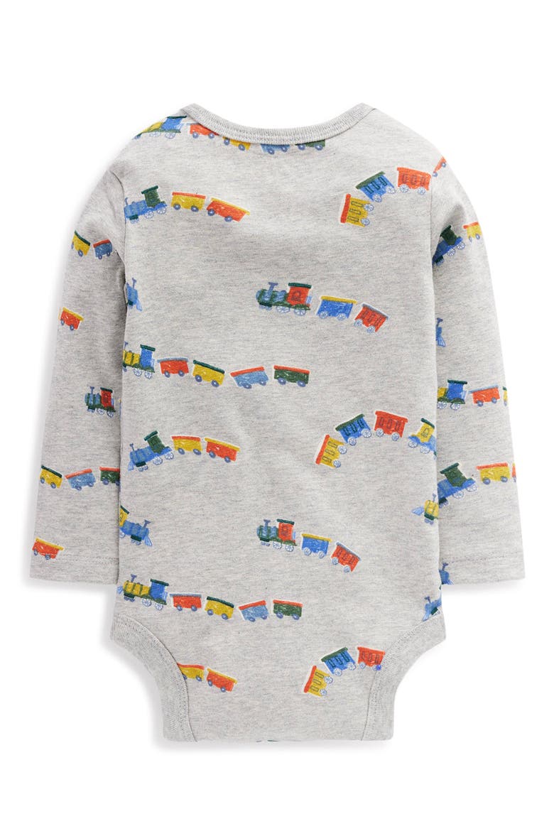 Kids' 3-Pack Long Sleeve Bodysuits, Alternate, color, GREY MARL TRAINS