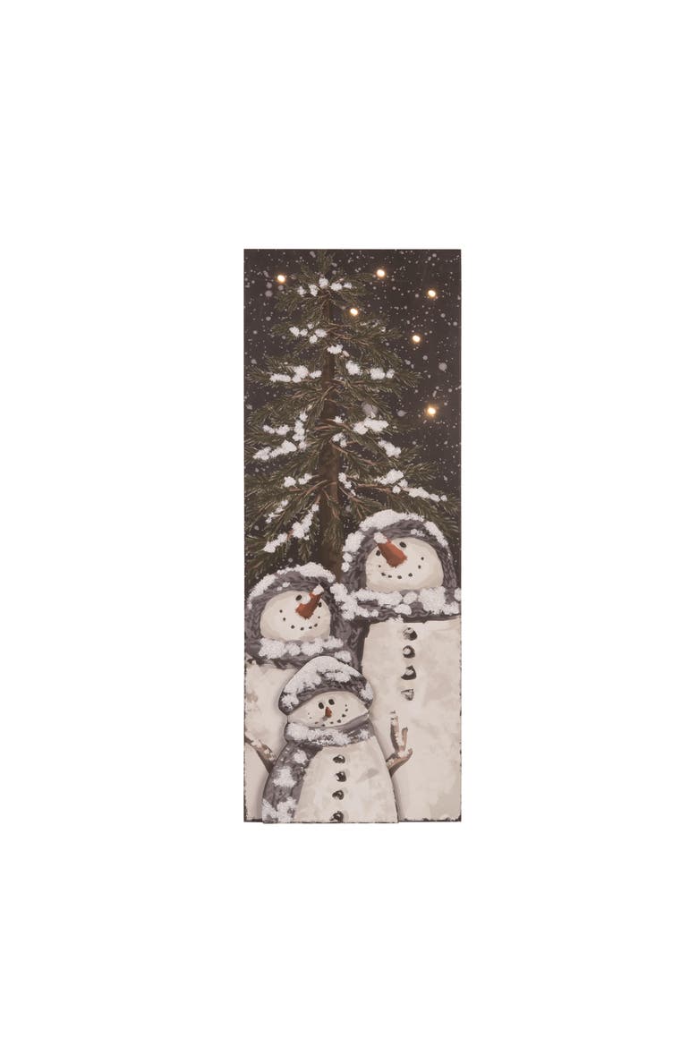 Multicolor Light Up Christmas Gazing Snowman Decorative Figurine, Main, color, Off-White