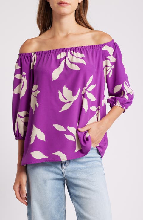Floral Print Off the Shoulder Top