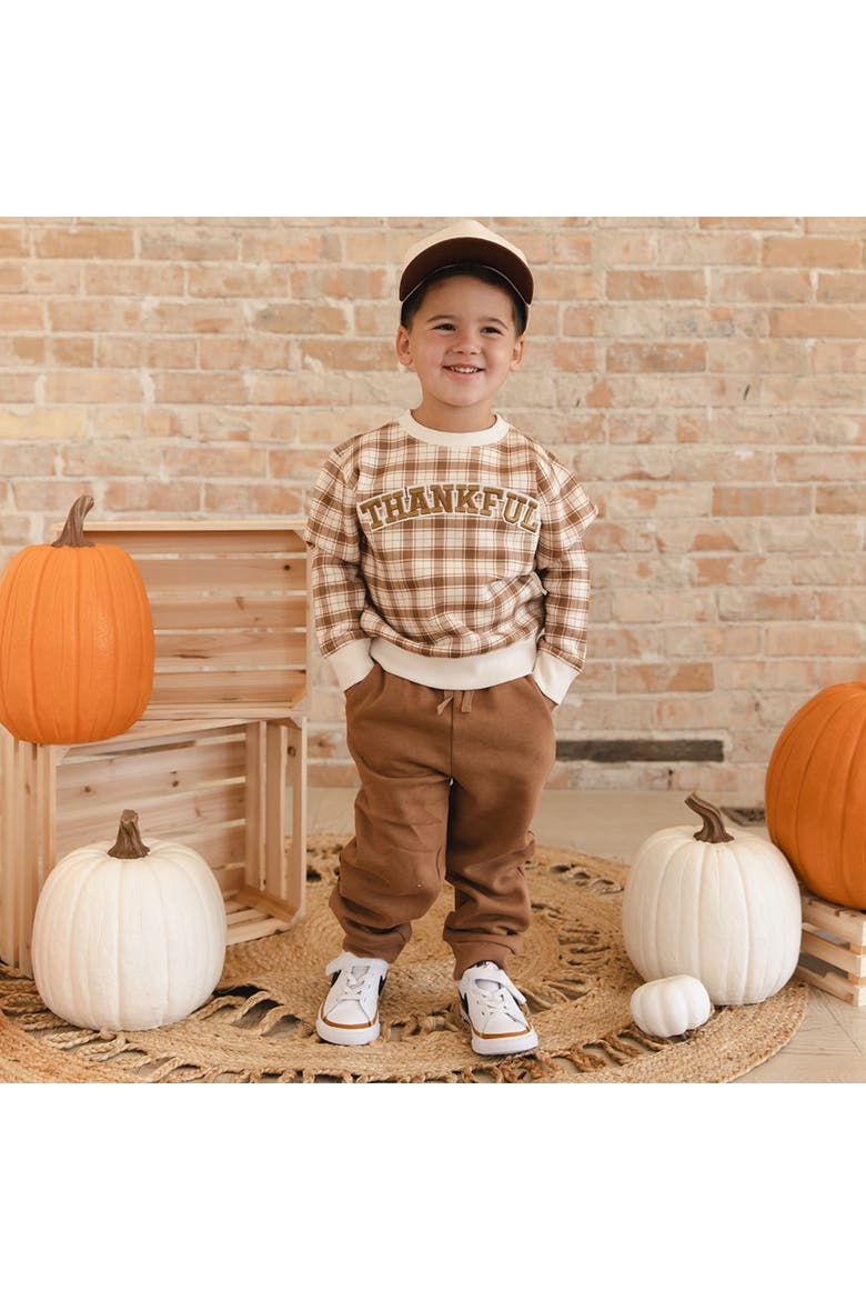 Thankful Patch Thanksgiving Sweatshirt, Alternate, color, Natural