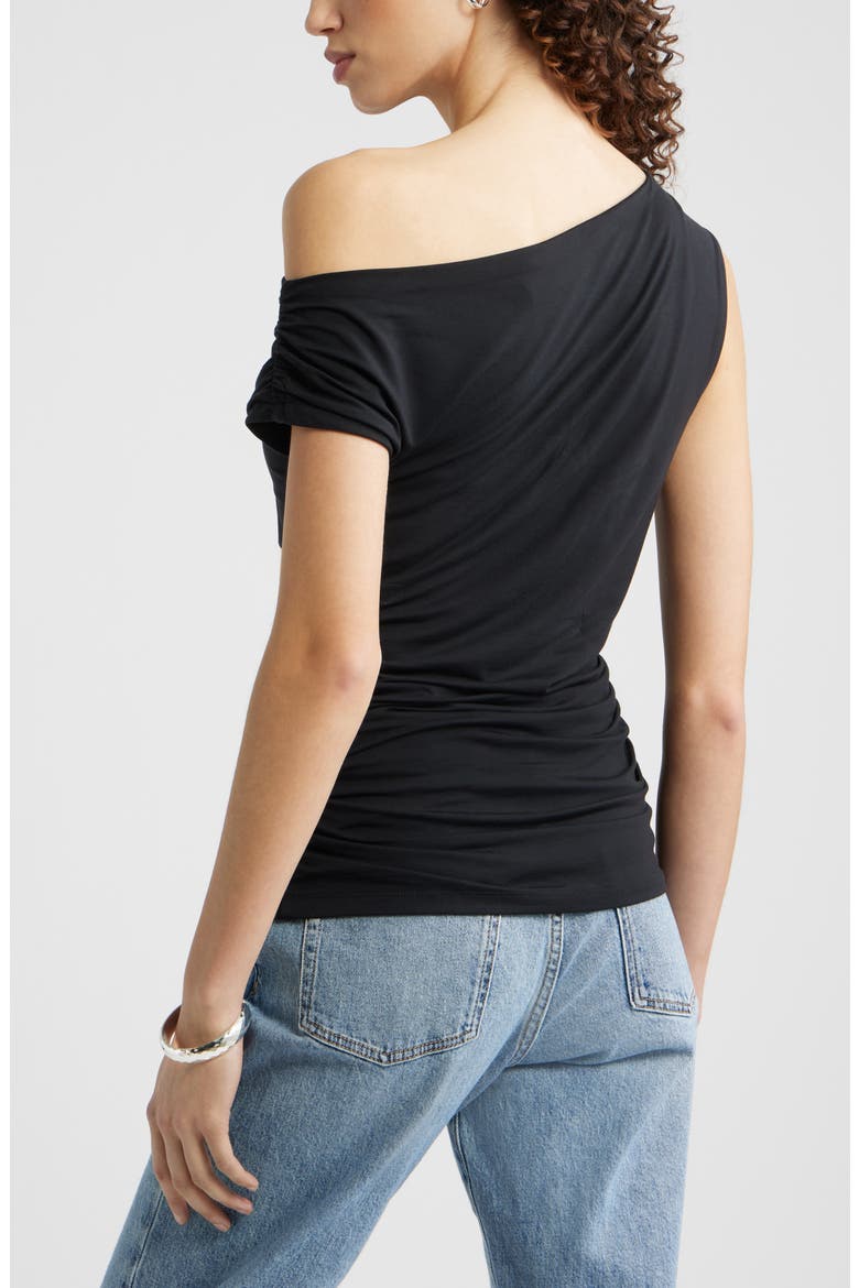 Asymmetric One-Shoulder Top, Alternate, color, BLACK
