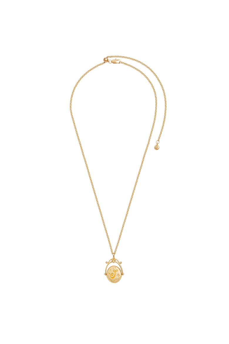 S Initial Sunflower Gold Spinner Chain Necklace, Alternate, color, Gold