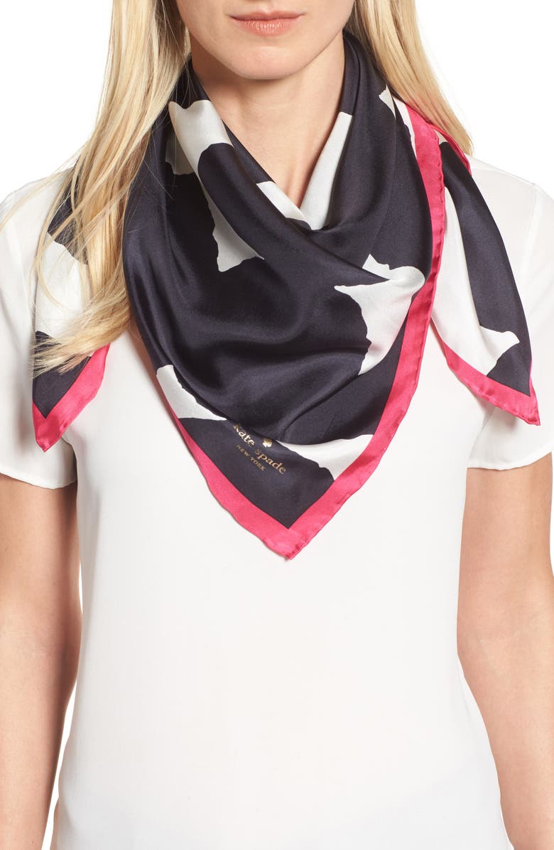 Kate Spade New York large dot square silk scarf, Main, color,