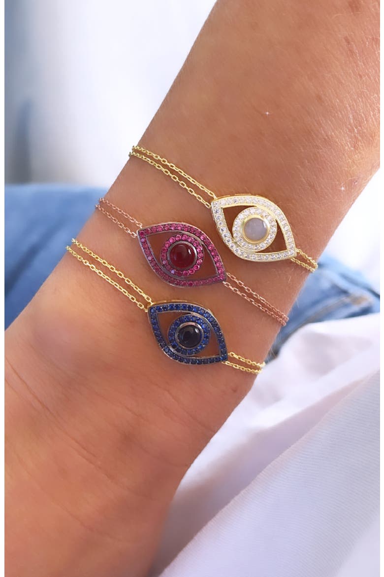 Eye Evil Pendant Bracelet, Alternate, color, GOLD / BLUE