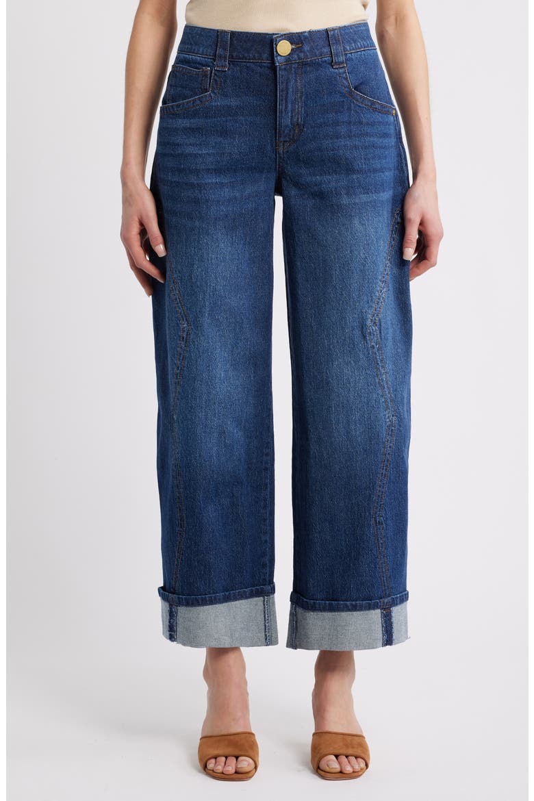 Wyatt High Waist Cuff Jeans, Main, color, BLUE