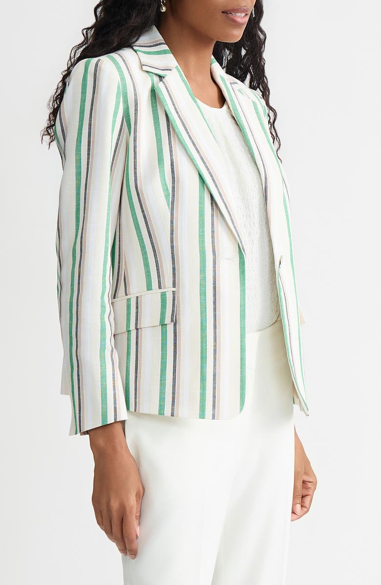 KASPER Stripe One-Button Blazer, Alternate, color,