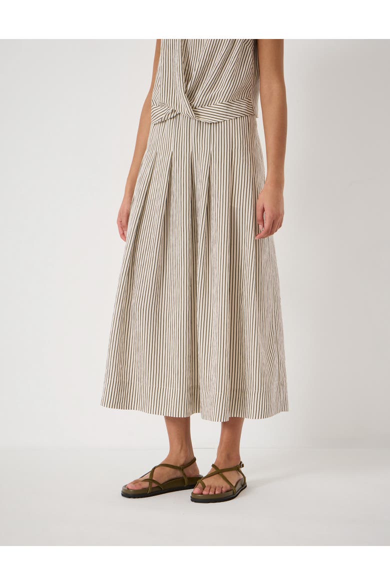 Ivy Pleated Stripe Midi Skirt, Main, color, Green Stripe White