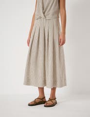 Hush Ivy Pleated Stripe Midi Skirt