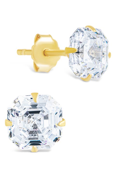 Asscher-Cut Cubic Zirconia Stud Earrings