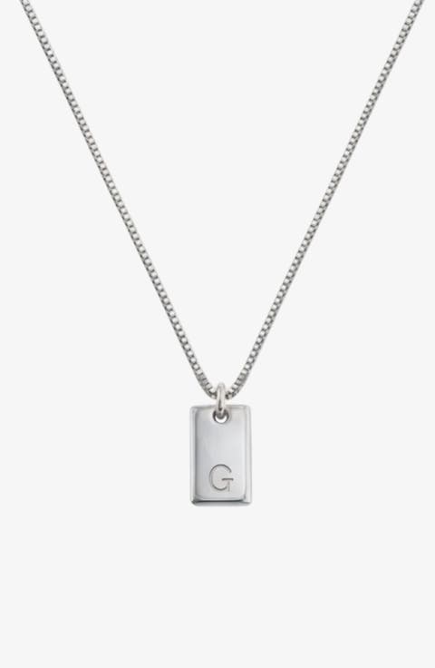 Willow Initial Tag Necklace - 925 Sterling Silver