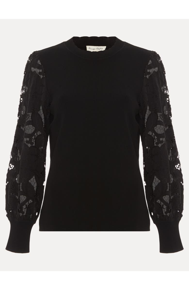 Phase Eight Harriet Lace Sleeve Round Neck Jumper, Alternate, color, Black