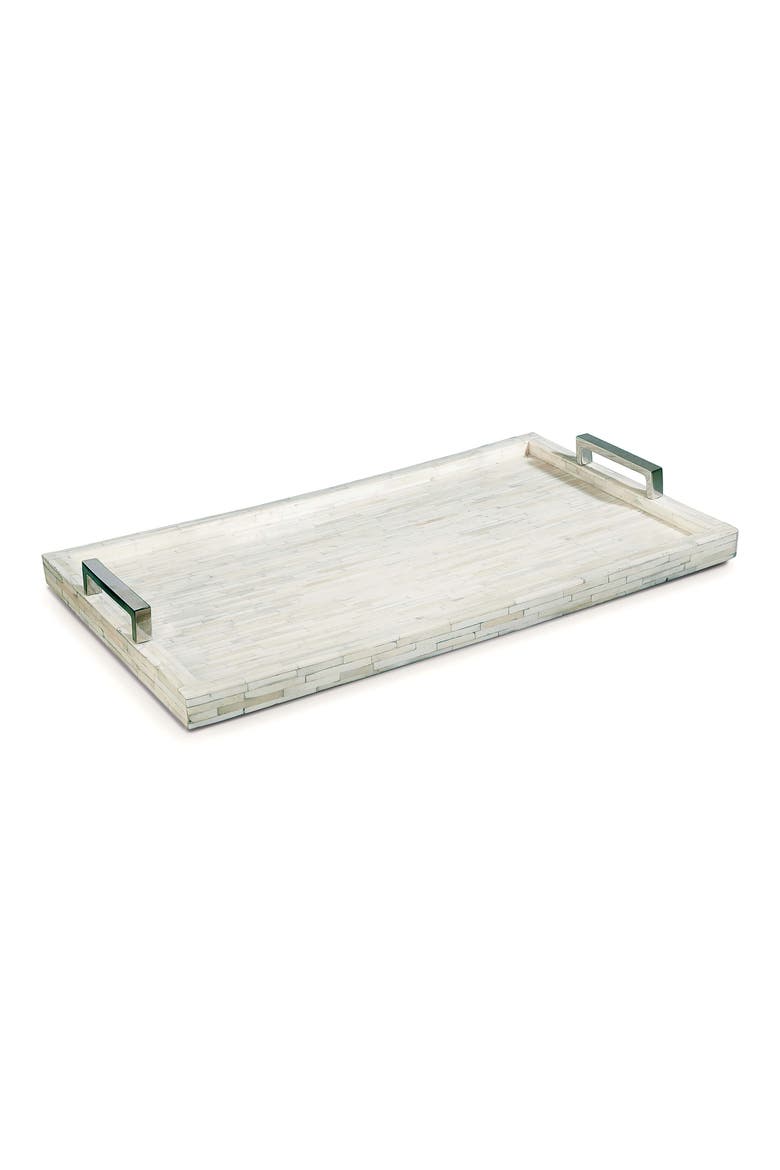 Bone & Nickel Serving Tray, Main, color, WHITE