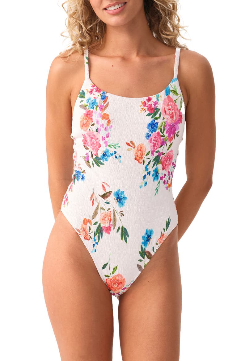Smocked Elodie One-Piece Swimsuit, Main, color, FLORENCIA