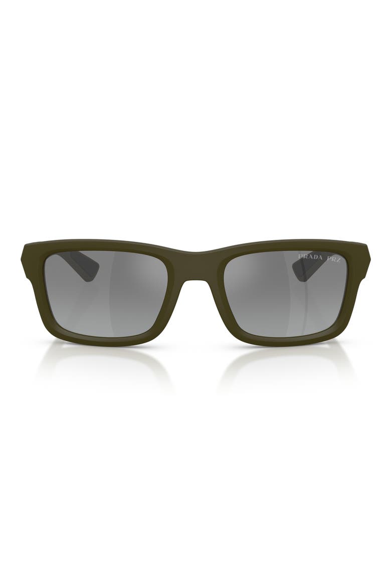 54mm Polarized Gradient Irregular Sunglasses, Main, color, MATTE GREEN / GREY SILVER