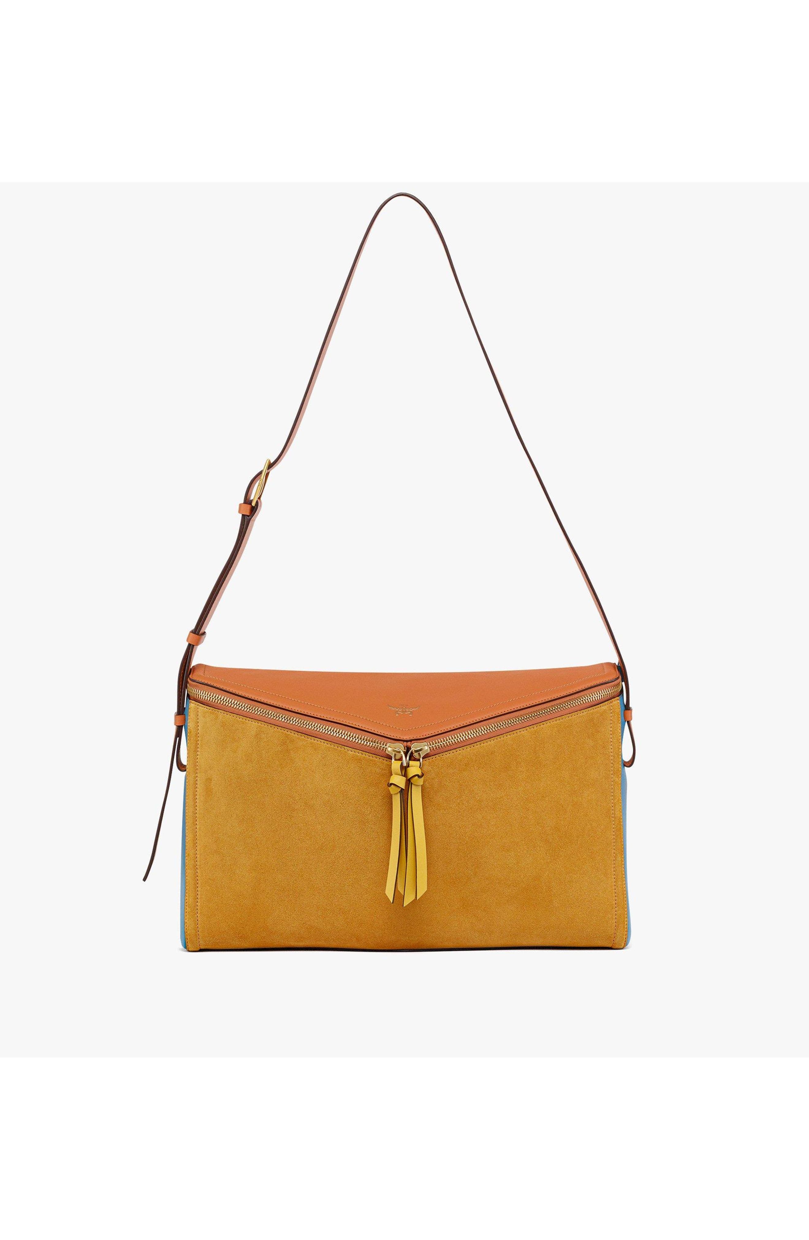 Large Diamant 3D Shoulder Bag in Suede and Calf Leather, Alternate, color, Multi
