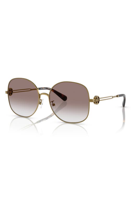 Tory Burch 56mm Gradient Round Sunglasses In Bronze