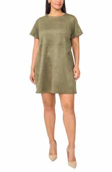 Faux Suede Paneled Shift Minidress