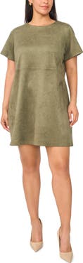 Vince Camuto Faux Suede Paneled Shift Minidress